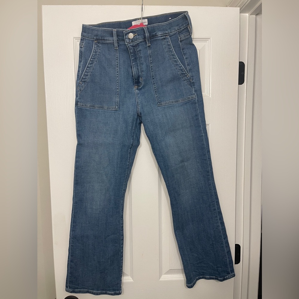LOFT High Rise Kick Crop Utility Jeans